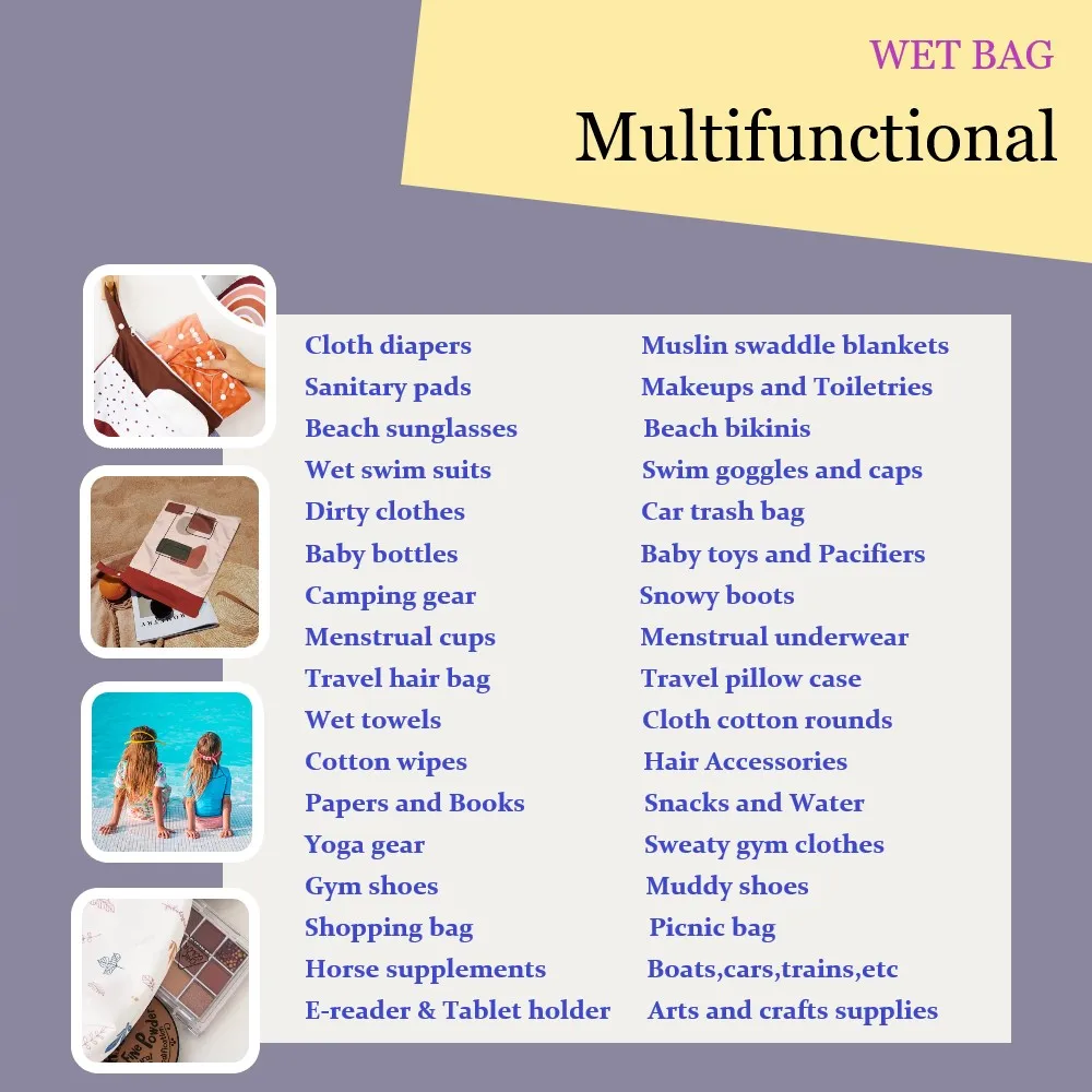 Happyflute Hot selling large capacity mummy wetbag 30*40cm Two zipper Pocket with Handle Baby Cloth Diaper Wet Bag