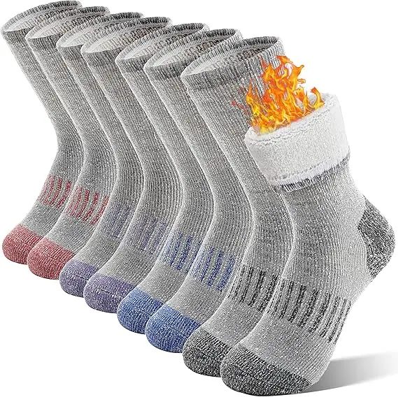 Warm and Comfortable Winter Boot Thermal Merino Wool Socks For Children Hiking Grip Cushioned