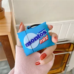 Hot Sale 3D Cartoon Mentos Mint Design Earphone Case with Keychain for Airpods Pro Funny Cute Candy Style Cover for Airpods 1/2
