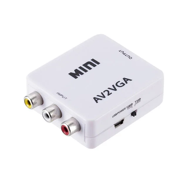 Mini AV to VGA Converter Jack Audio AV2VGA HD Video RCA PC Data to TV Adapter