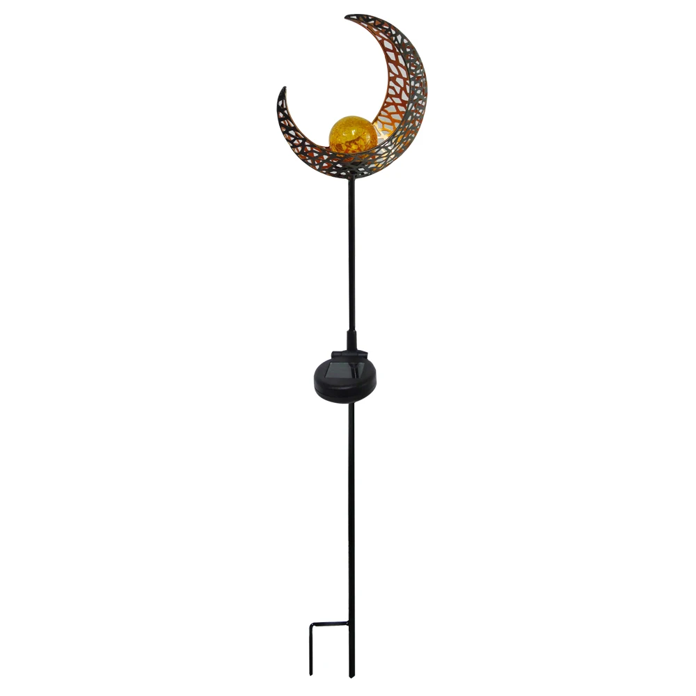 Waterproof Solar Decorative Garden Lights Outdoor Sculptural Solar Stake Lights Hollow Out Design Moon Shape Garden Stake