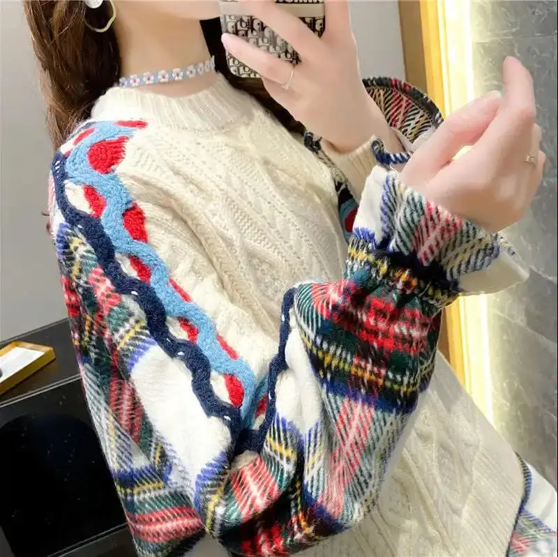 
2020 autumn and winter new net celebrity lazy wind sweater pullover Korean loose wild plus size twist knit sweater women trend 
