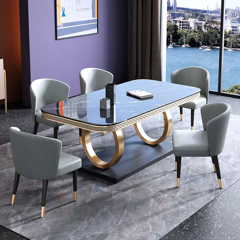 
2021 new design modern marble dining table set with 6 chairs 
