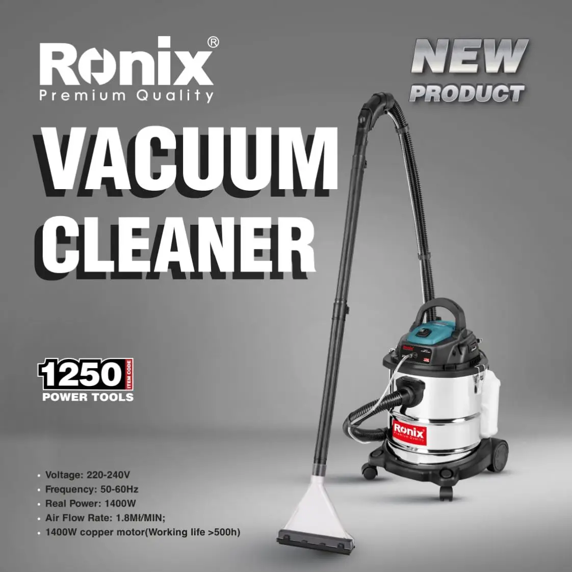 Ronix Hot Sale 1250 Floor Brushing Machine Carpet Cleaning Machine for Cleaning Sofa Classic Dry Vacuum Cleaner