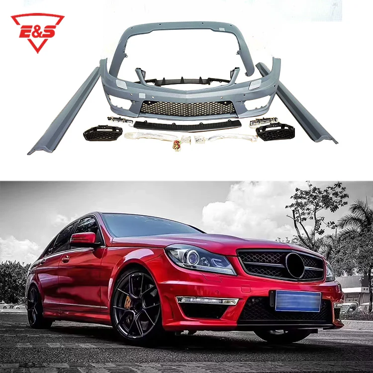 C63 Style Car Body Kit for Mercedes Benz W204 C63 AMG Body kit C180 C200 C260 C300 Front Rear Bumper
