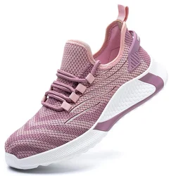 FREE SAMPLE Steel Toe Shoes for Women Lightweight Safety Shoes Air Cushion Comfortable Indestructible Womens Work Sneakers