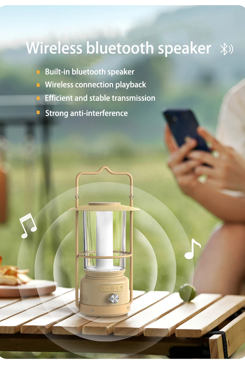 Distinctive  4000mAh Outdoor Camping Light IPX4 waterproof with Bluetooth speaker multi-color changeable light rhyth light