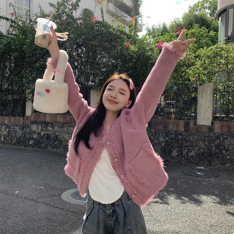 2024 Spring new arrival long sleeve cardigan tassel cable knit  crew neck women sweater coat