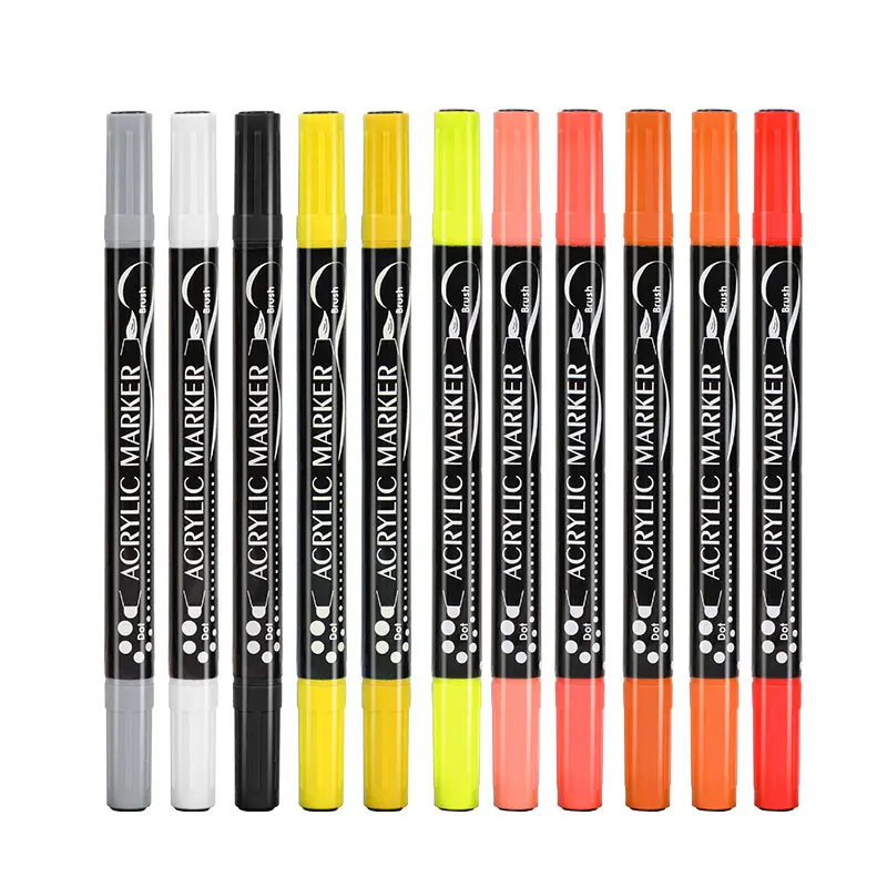New Product 2024 Double Headed Acrylic Marker Pen Permanent Colored Marcadores De Acrilico Art Markers