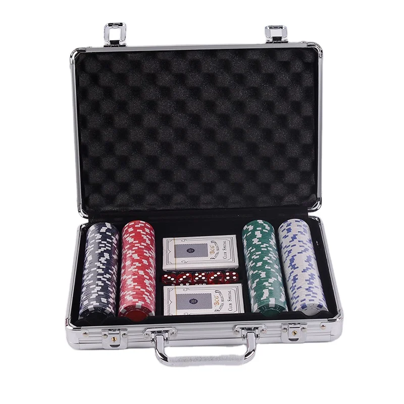 Table Games Poker Chips Game Set In Aluminum Case Table Gambling Poker Chips Set 200pcs