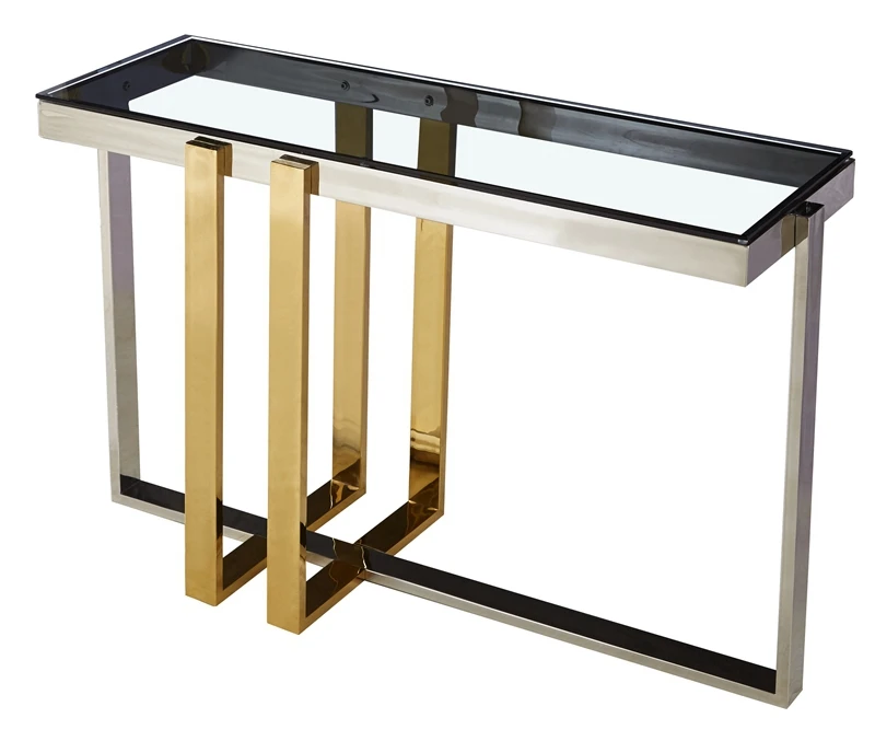 
Hot Sales clear glass Top gold sideboards end table console Table For Living Room, Modern Cocktail Table 