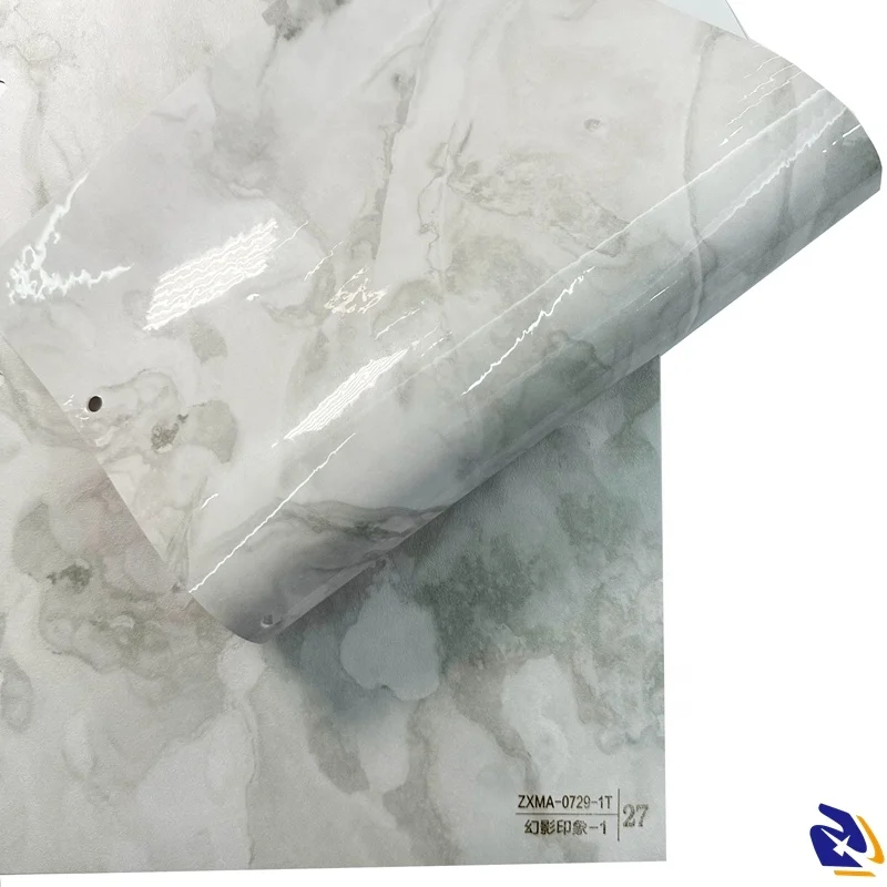 Not Self-adhesive PVC Interior Film High Glossy Marble PVC Film Anti-scratch Furniture Laminating PVC Film For Wall Decoration
