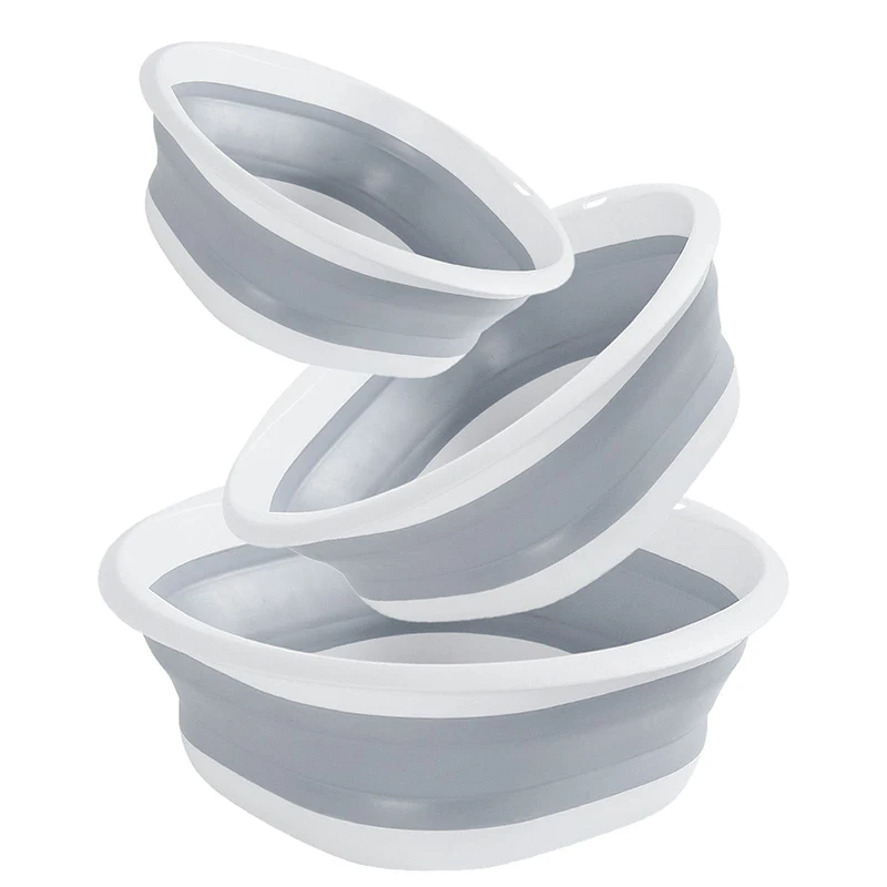 3 Sets Collapsible Travel Wash Basin Bucket Lightweight Portable Vegetable Washing Basin