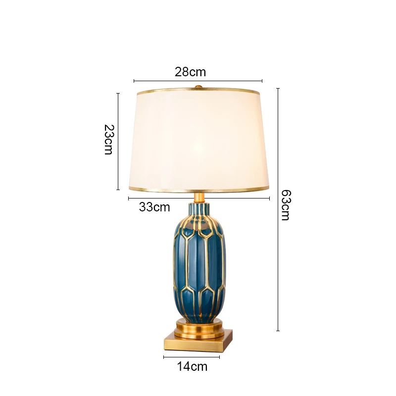 Home Decorative Bedside Living Room Chinese Classic Blue Ceramic Table Lamp