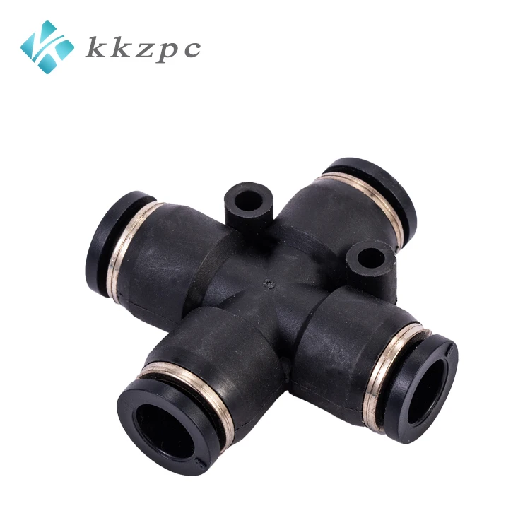 PZA Plastic Brass Pneumatic Cross Type Quick Connectors 4 Ways Pipe Coupler