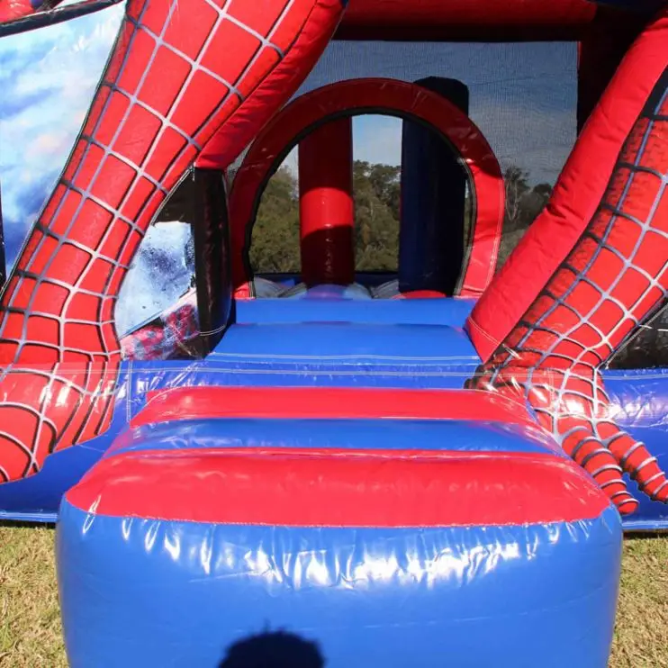 commercial kids obstacle game combo castle inflatable bouncy slide jump spiderman bounce house
