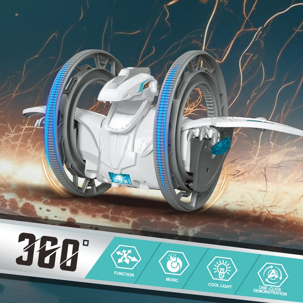 Two wheels RC stunt car rock crawler RC car 360 degree rotating rolling stunt car with cool light and music