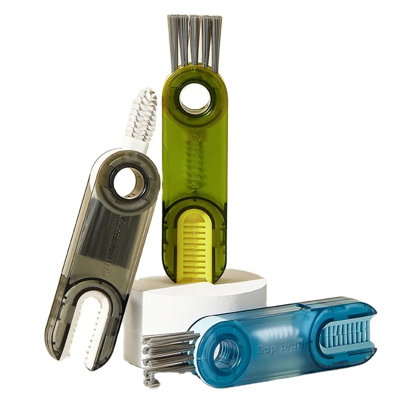Household 3 in 1 Cleaning Brush Kit Silicone Nylon hard bristle crevice Magic  Bottle Washing Brush Kitchen Gadgets