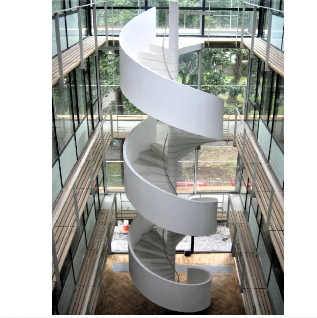 Commercial Outdoor Emergency Ladder Wrought Spiral Stairs Carbon Steel Beam Spiral Staircase