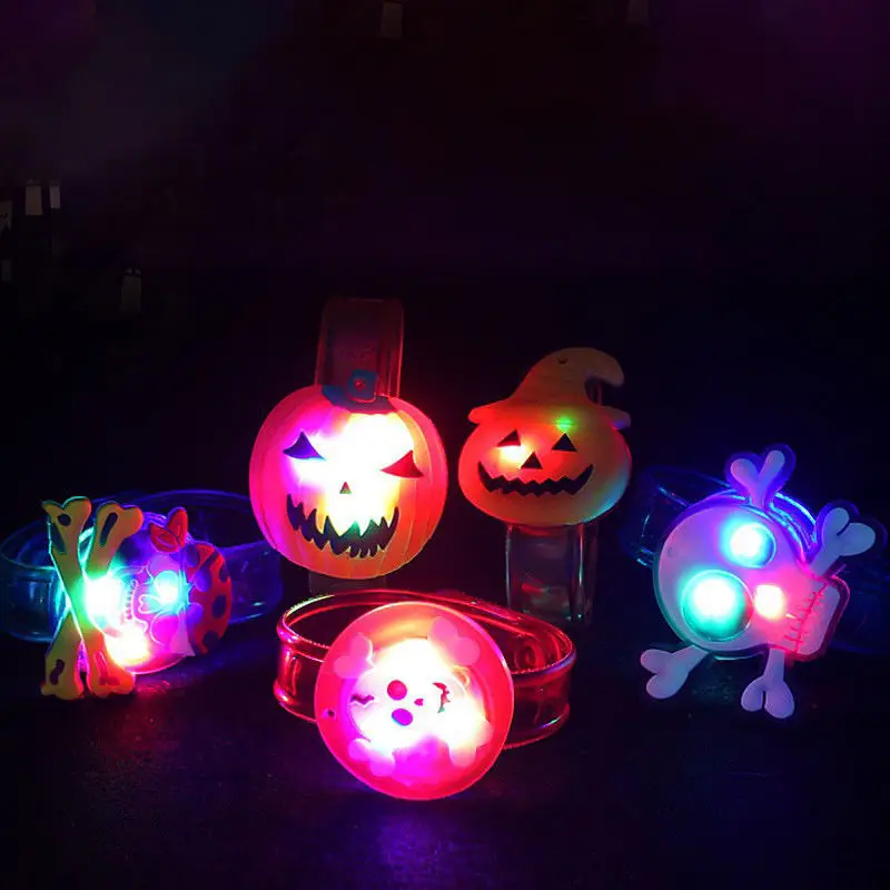 Christmas Halloween Party Cartoon Plastic LED Children Slap Band Watch Flashing Wristband Bracelet Children Party Gift