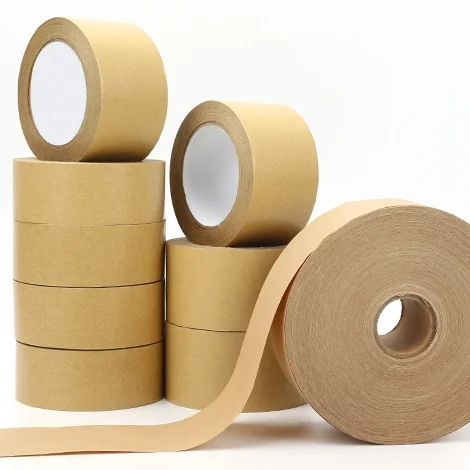 Eco Friendly Biodegradable kraft paper package tape Reinforced Custom Printed Gummed kraft paper tape