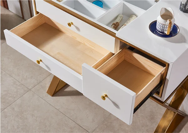 white french Modern luxury mirrored dresser with mirror drawers