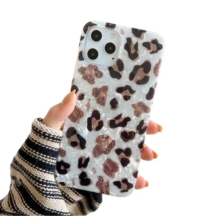Chic Shell Case Cover for iPhone 13 12 7 8 Plus X XS Max Golden Leopard Phone Case for iPhone 11 Pro Max Cases Leopard