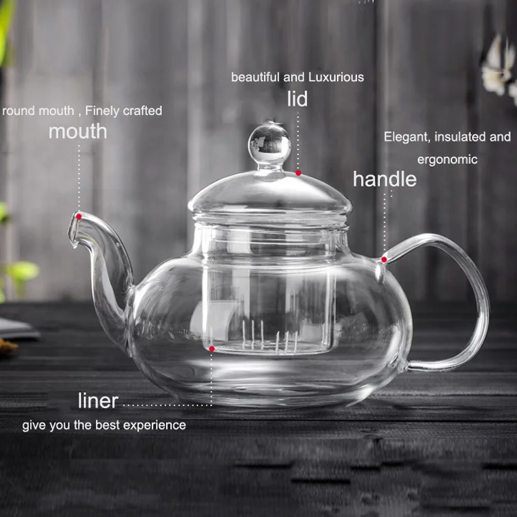 BPA Free Glass Tea Sets with Tea Cups Pot and Heated Candlestick Tea Water Bottle  with Customized Logo