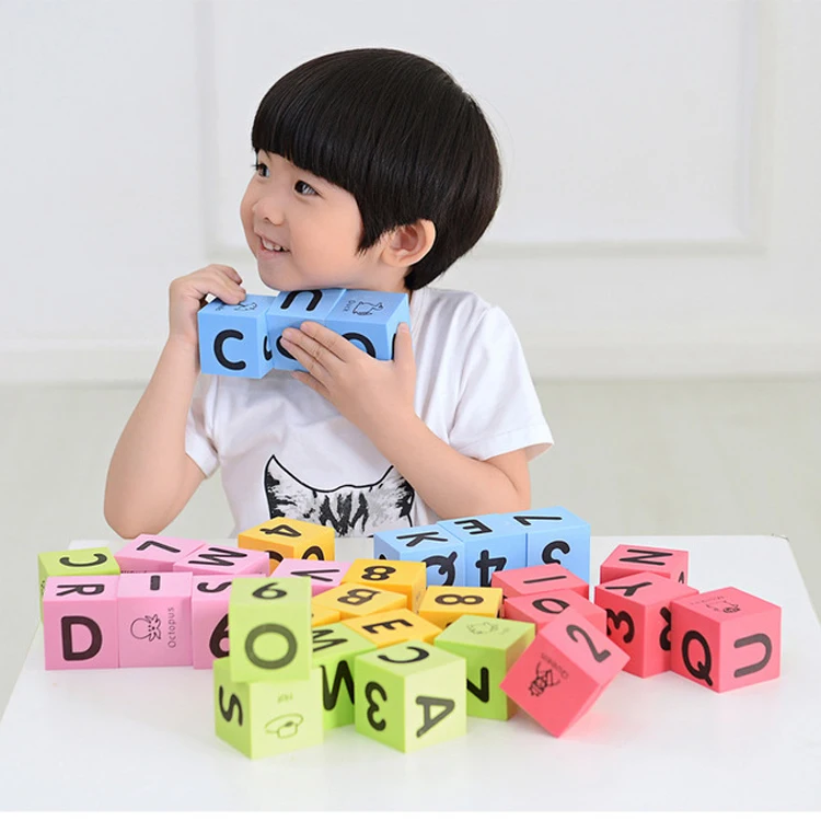 Factory supply 30 pcs soft eva foam block alphabet and numbers baby kids toy and education eva block