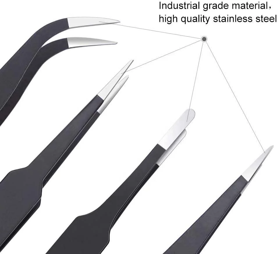 Steel Tweezers Picker Set,Upgraded Anti-Static Stainless Steel Curved of Tweezers for Diamond Painting Tools
