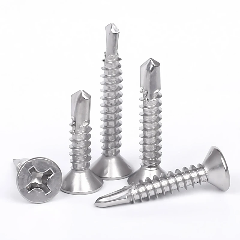 Stainless Steel Countersunk Flat Head Cross Recessed Screws Self Drilling Screw Din7504P