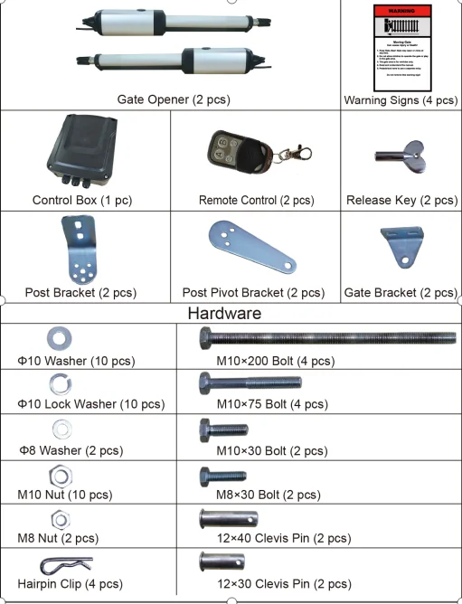 MK702 24vdc remote control swing gate opener kit automatic door opener for 400kg double arm swing gate