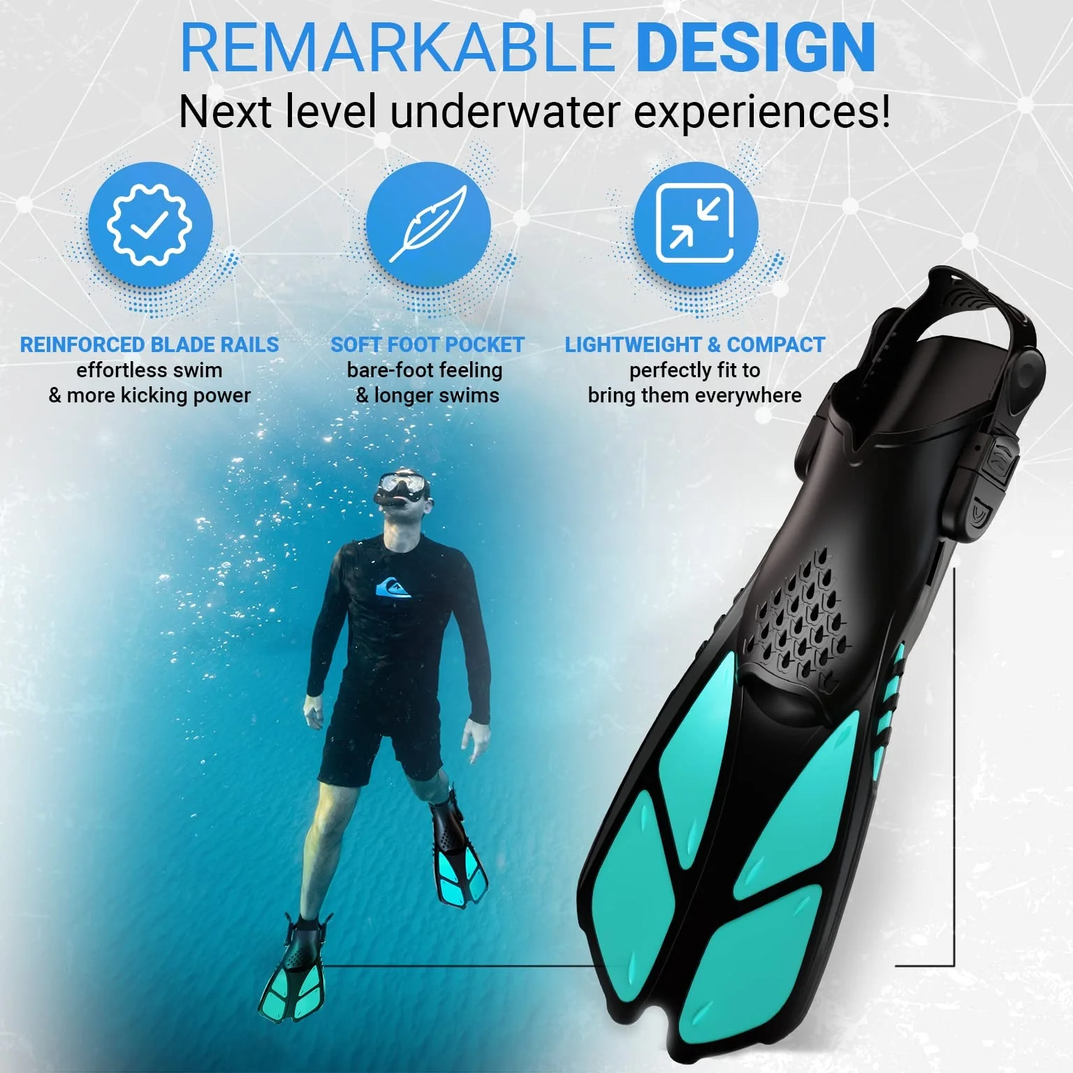 OEM Swimming Diving Snorkeling Training Short Fins Adjustable Straps Diving Fins Swimming Flippers And Neoprene Waterproof Sock