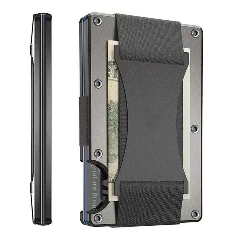 Customized Minimalist Mens Wallet Front Pocket RFID Blocking Aluminum Metal Card Holder