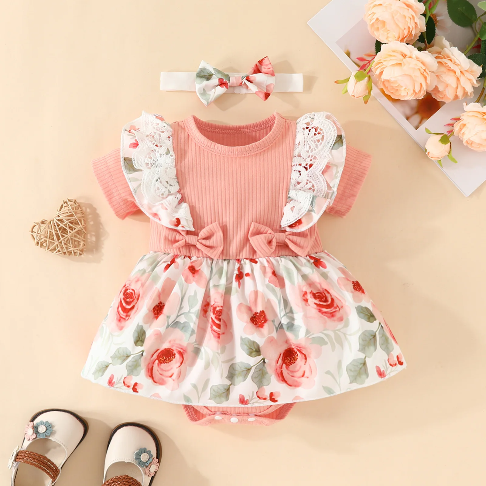 Wholesale baby outfits for 3-18 months floral design toddler girls dresses 2 pcs set newborn baby clothes