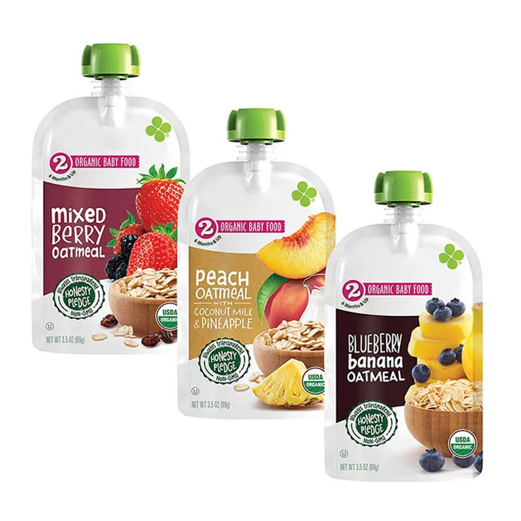 Customized Logo Korean Fruit Juice Drink Liquid Spout Packing Bags Apple Mango Orange 100ml 200ml Standing Clear Juice Pouch