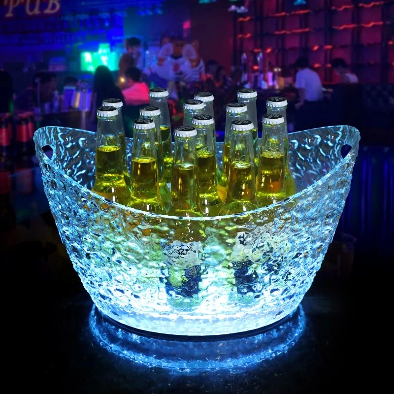 Bar KTV Led Ice Bucket Plastic Clear Beverage Tub Large Capacity Wine Buckets