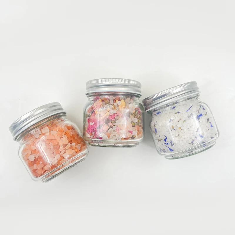 OED/ODM Custom Label Glass Packaged Epsom Salt 100% Vegetarian Pink Soaking Salt for Body Detoxification Natural Ingredient