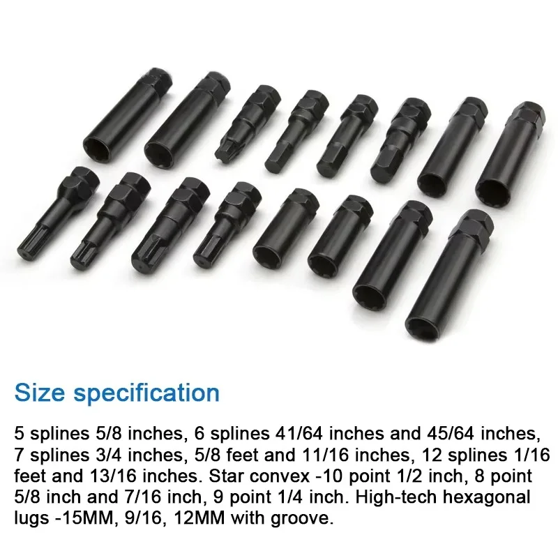CLAUTOOL high quality hot sale 16pcs Automobile tire Wheel Lock Removal Kit Anti theft Lug Nut Key Set Socket Tool