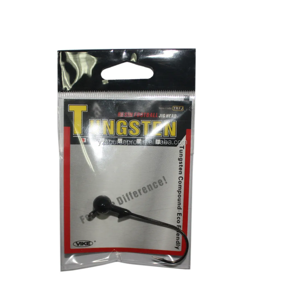 116TRFJ Fishing Tungsten Resin Football Jig Head With 3/0 Hook 1/16 Oz. (1.8g) Natural Color 4pk