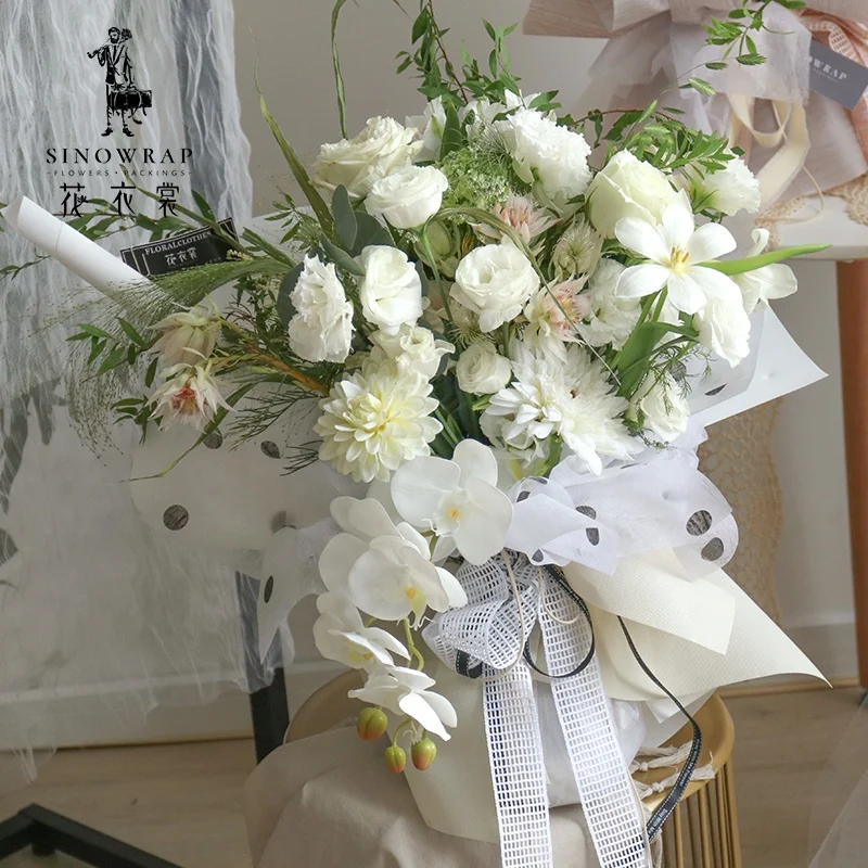 Декоративная переработанная Цветочная оберточная бумага с узором в горошек для упаковки цветов на День святого Валентина