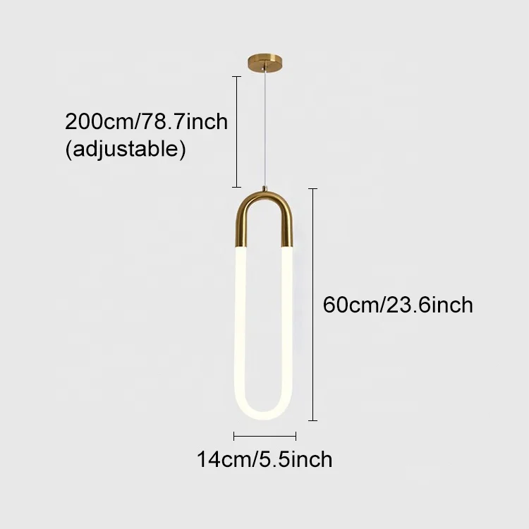 Nordic U Shape Led Lamp Modern Gold Pendant Light Bedroom Dining Room Bar Pendant Light Chandelier
