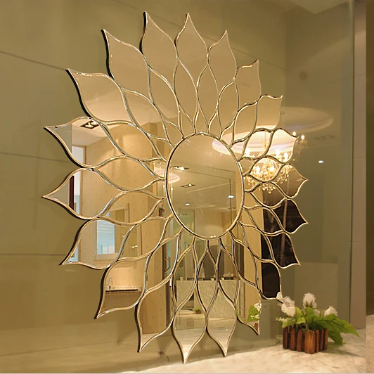 Gold and Silver Round Mirrors Set Home Decor Luxury Small Living Room Hotel Art Wall Mirror