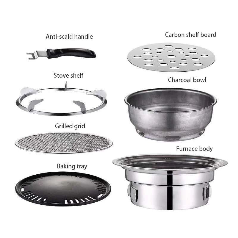 New Stainless Steel Camping Portable Outdoor Home Korean Charcoal BBQ Grill