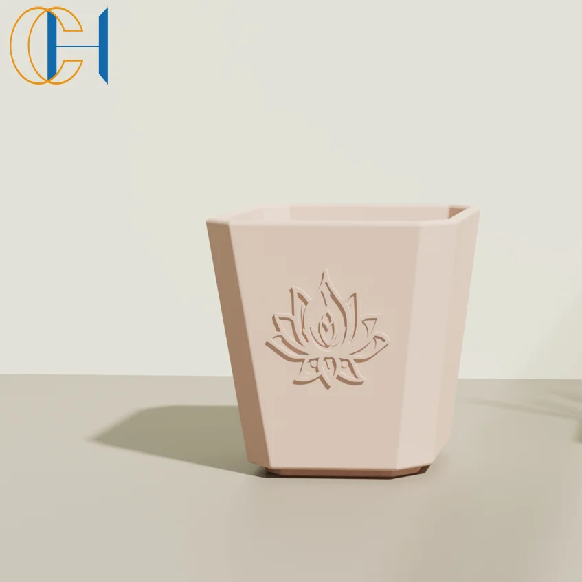 C&H Custom Logo  Engraved Concrete Pot Luxury Home Decor Unique Design Cement Jar Scented Candles