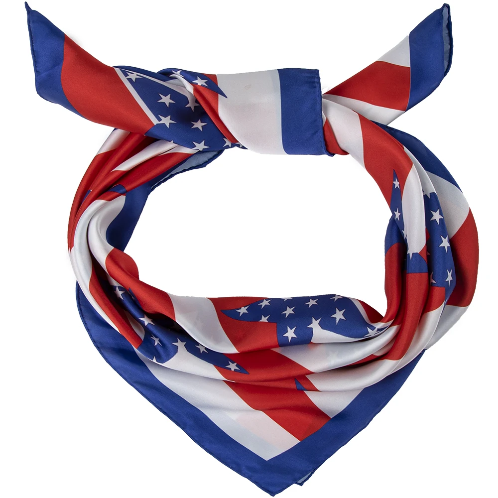 Liberty Patriotic Red White Blue America Silky Scarf   4th Of July Scarf  USA American Country Flag style Stripe&Stars  Scarf