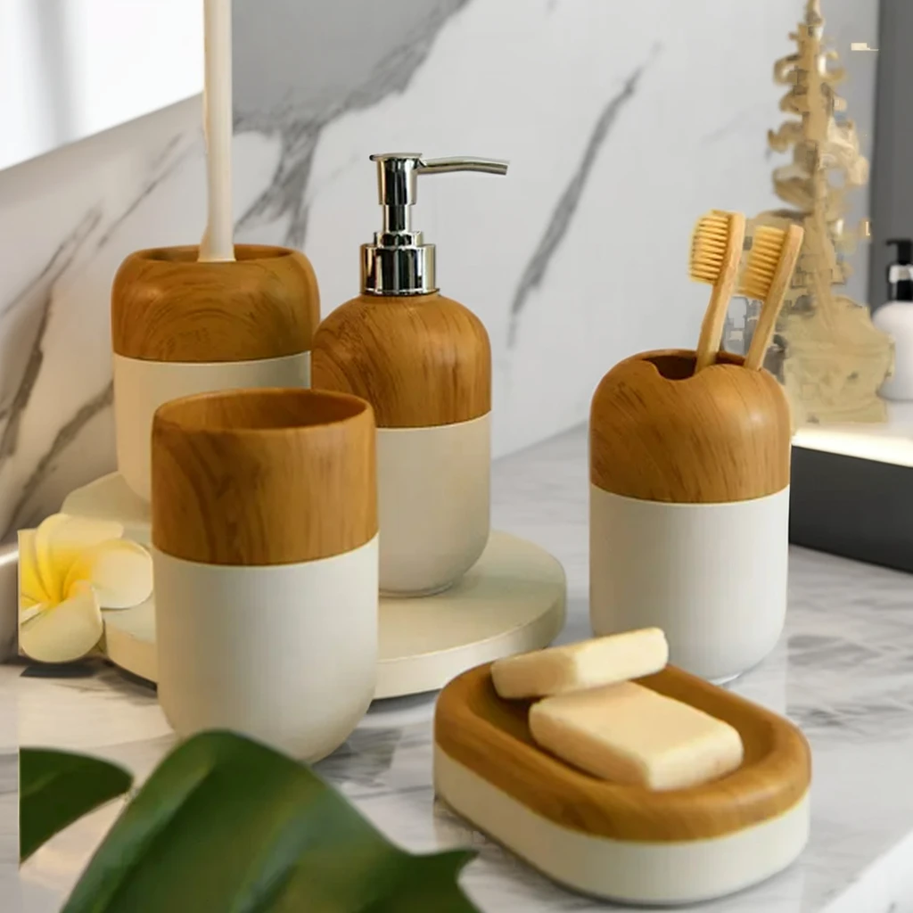 ASPIRE Modern Design 5-pcs Plastic Bathroom Accessory Set New Bathroom Sets