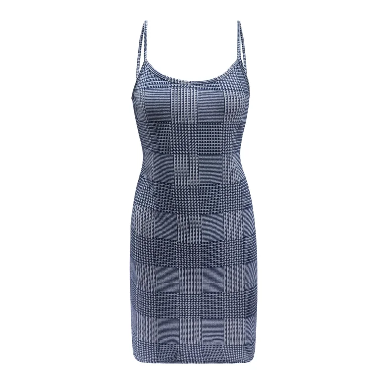Wholesale Women Slim Fit Streetwear Plaid Suspender Bodycon Dress