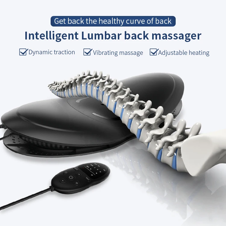 Hot Selling Dynamic Traction Electric Portable Lower Back Pain Vibration Body Infrared Laser Back Massager Black Waist Massager