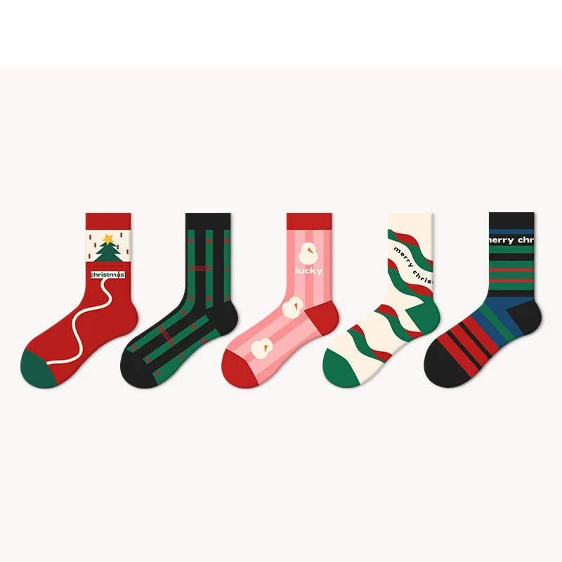 Knitting sock Hot Sale Fashion Custom Cotton Men Women Unisex Socks Christmas Style  Adult knitting logo Happy Socks